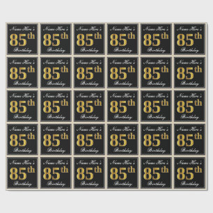 Papel De Regalo Elegante, Faux Gold 85th Birthday + Nombre persona