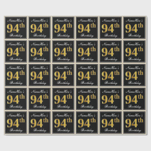 Papel De Regalo Elegante, Faux Gold 94th Birthday + Nombre persona