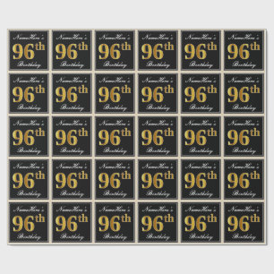 Papel De Regalo Elegante, Faux Gold 96th Birthday + Nombre persona