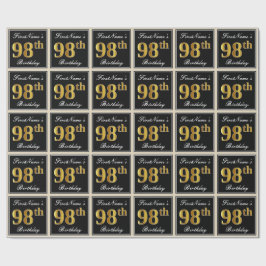Papel De Regalo Elegante, Faux Gold 98th Birthday + Nombre persona