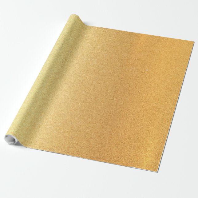 Papel De Regalo Elegante Faux Gold Brillante Moderno Glossy Golden (Desenrollado)