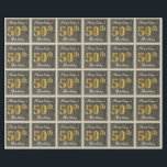 Papel De Regalo Elegante, Faux Wood, Faux Gold 50th Birthday   Nam<br><div class="desc">Este sencillo y elegante diseño de papel de envoltura presenta un mensaje personalizado como "Cumpleaños 50 de los Primeros" (con el "50" con un aspecto de color falso/imitación dorado) dentro de un rústico área de apariencia de madera de imitación con un sencillo contorno fronterizo. El nombre se encuentra en un...</div>