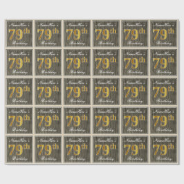 Papel De Regalo Elegante, Faux Wood, Faux Gold 79th Birthday + Nom