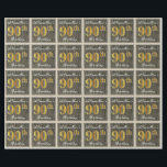 Papel De Regalo Elegante, Faux Wood, Faux Gold 90th Birthday   Nam<br><div class="desc">Este sencillo y elegante diseño de papel envuelto presenta un mensaje personalizado como "ANameHere's 90th Birthday" (con el "90th" con un aspecto de color falso/imitación dorado) dentro de una rústica imitación de madera de apariencia cuadrada con un sencillo contorno fronterizo. El nombre se encuentra en un texto elegante de color...</div>