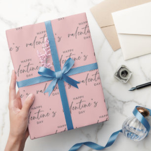 Papel De Regalo Elegante Feliz Día de San Valentín Rubor Pink