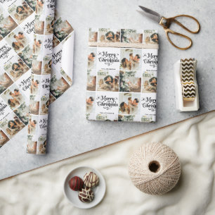 Papel De Regalo Elegante Feliz Navidad Familia 3 Collage de fotos