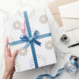 Papel De Regalo Elegante Feliz Navidad Gold & Silver Star & Logo