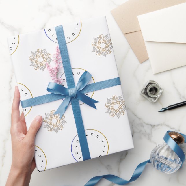 Papel De Regalo Elegante Feliz Navidad Gold & Silver Star & Logo (Regalar)