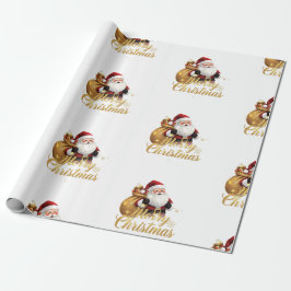 Papel De Regalo Elegante Feliz Navidad Santa Claus