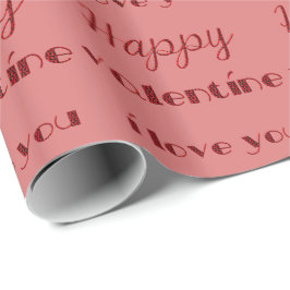 Papel De Regalo Elegante Feliz San Valentín tipografía rosa rojo