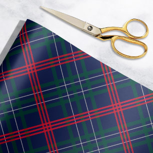 Papel De Regalo Elegante feriado de la Marina Verde Rojo Tartán