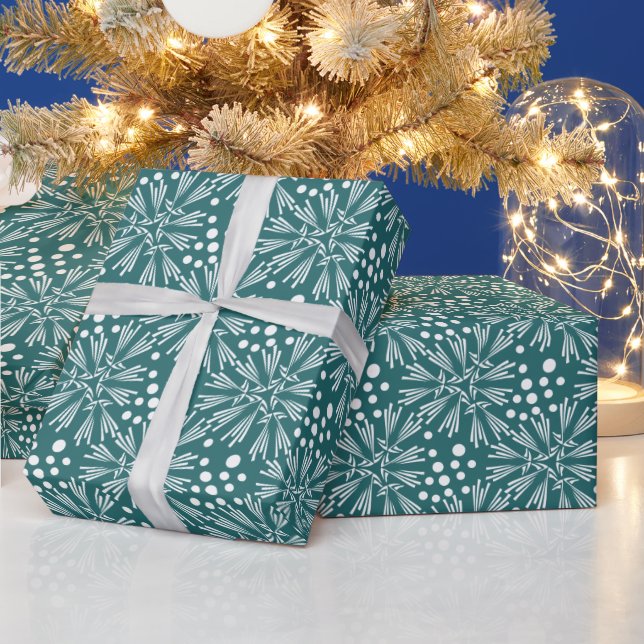 Papel De Regalo Elegante feriado Verde azulado de Navidades verdes (Vacaciones)