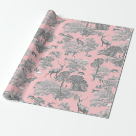 Papel De Regalo Elegante Festividad Toile Fox Deer Rabbit Gray Pin
