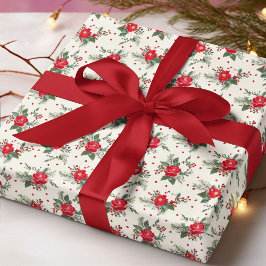 Papel De Regalo Elegante fiesta de Navidades florales