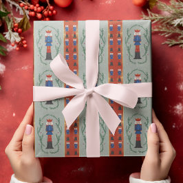 Papel De Regalo Elegante Fiestero Azul Feliz Navidad Cascanueces