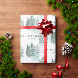 Papel De Regalo Elegante Fiestia de Navidad Invernal con Verdor de
