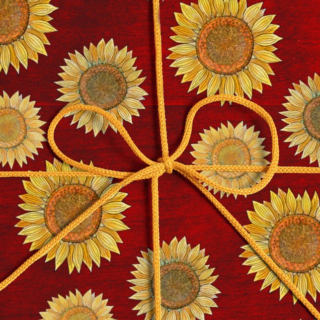 Papel De Regalo Elegante Finca Boho Madera Rústico Girasol (Subido por el creador)