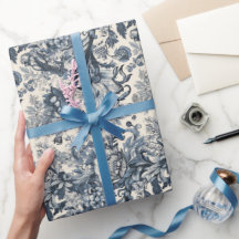 Elegante Fleurie de tela floral azul vintage franc