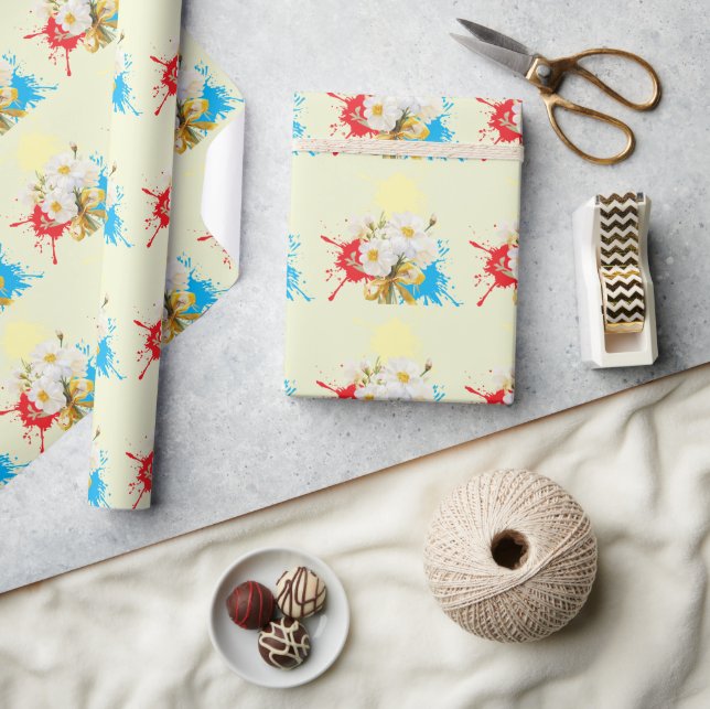 Papel De Regalo Elegante flor moderna de margarita (Artesanía)
