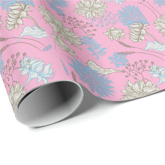 Papel De Regalo Elegante Flor Silvestre Rosa Chic