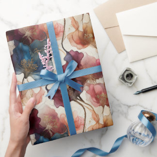 Papel de regalo elegante floral acuarela