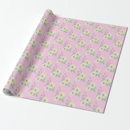 Papel De Regalo Elegante Floral Acuarela Blanca