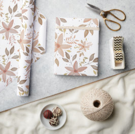Papel De Regalo Elegante Floral Acuarela Terracota Rubor