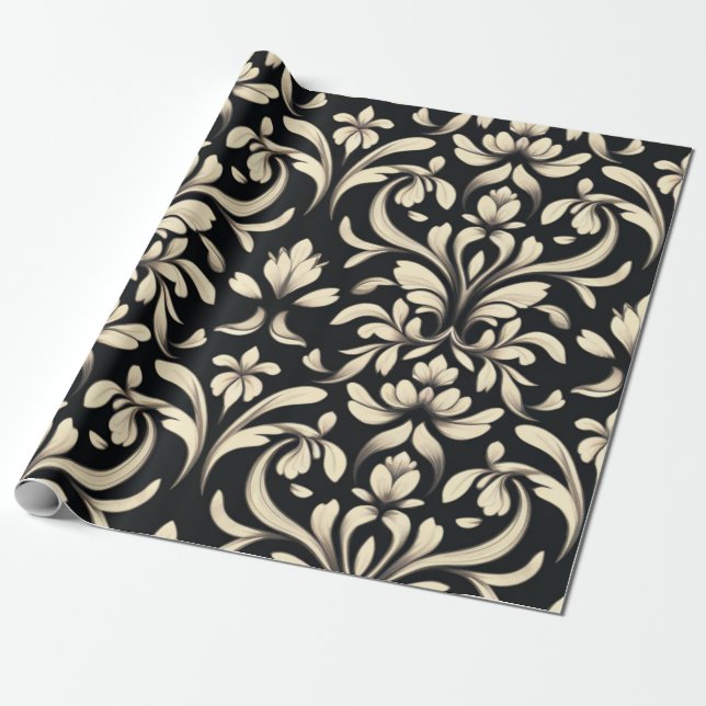 Papel De Regalo Elegante floral barroca (Desenrollado)