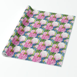 Papel De Regalo Elegante floral clásico en acuarela rosa y blanco