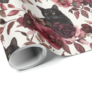Papel De Regalo Elegante Floral de Halloween en Acuarela