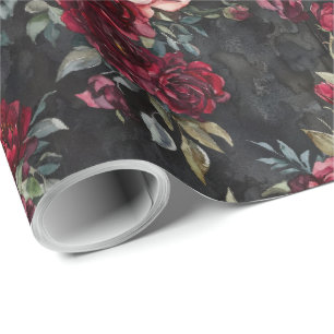 Papel De Regalo Elegante Floral de Halloween en Acuarela