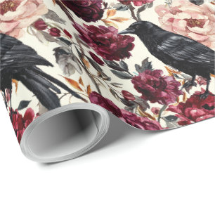 Papel De Regalo Elegante Floral de Halloween en Acuarela
