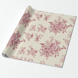 Papel De Regalo Elegante Floral Rosa Polvoriento Vintage sobre Bei