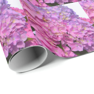 Papel De Regalo Elegante floral rosa púrpura hidrangeas