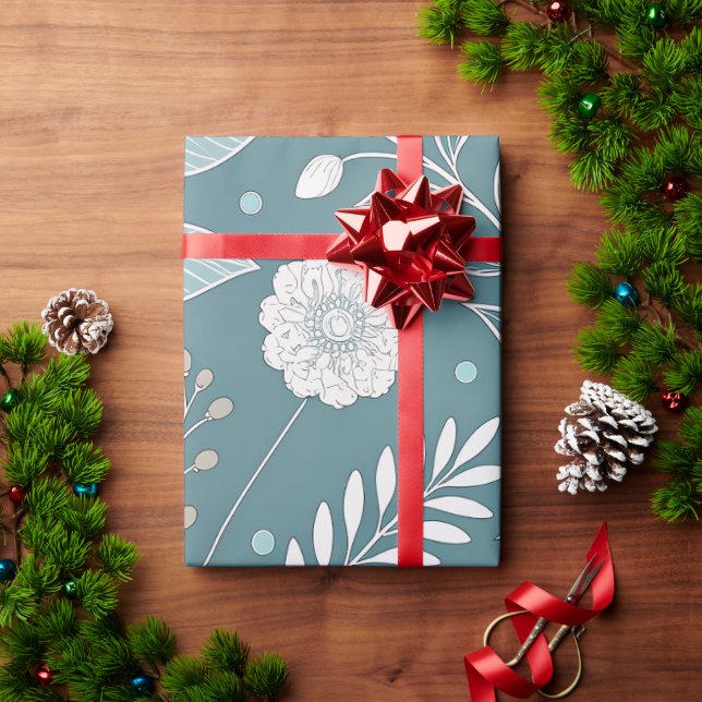 Papel De Regalo Elegante Floral Transparente Abstracto Regalo (Regalo de vacaciones)