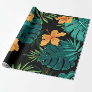 Papel De Regalo Elegante floral tropical tropical y deja el arte