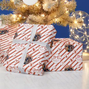 Papel De Regalo Elegante foto de familia con lazo - Navidad - Rojo