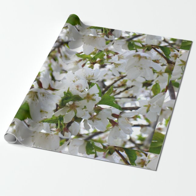 Papel De Regalo Elegante foto de flor floral blanca (Desenrollado)