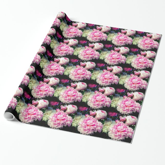 Papel De Regalo Elegante foto de jardín florido de peonia blanca r (Desenrollado)