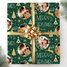 Elegante foto de renos de Navidad en verde oscuro