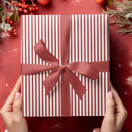 Papel De Regalo Elegante franjas rojas y blancas delgadas