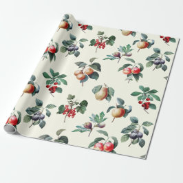 Papel De Regalo Elegante fruta vinícola en blanco