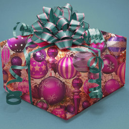 Papel De Regalo Elegante fuchsia Navidad ornamentos festividades W