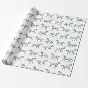Papel De Regalo Elegante galopante vintage para caballos Sage Toil