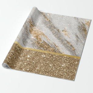 Papel De Regalo Elegante Glitter Dorado Brillante con Estilo