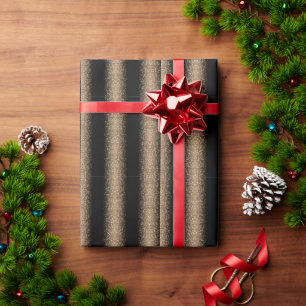 Papel De Regalo Elegante Glitter Ombre Negro y Dorado