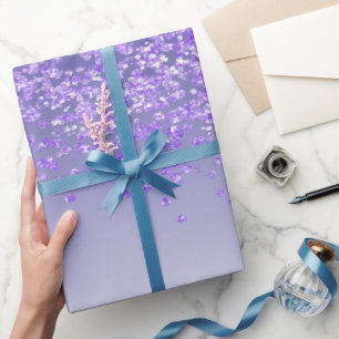 Papel De Regalo Elegante Glitter Ombre Púrpura Real en Cascada 