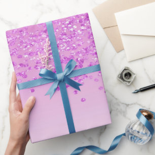 Papel De Regalo Elegante Glitter Rosa Ombre en Cascada 