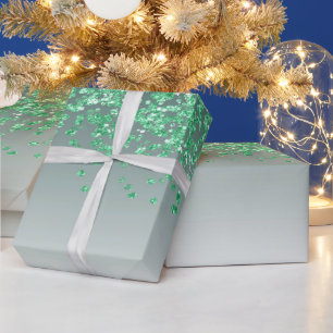 Papel De Regalo Elegante Glitter Verde Ombre en Cascada