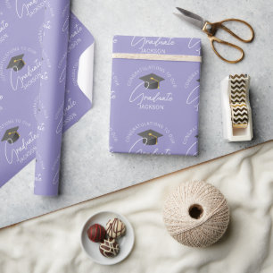 Papel De Regalo Elegante Graduación Personalizada Lavanda